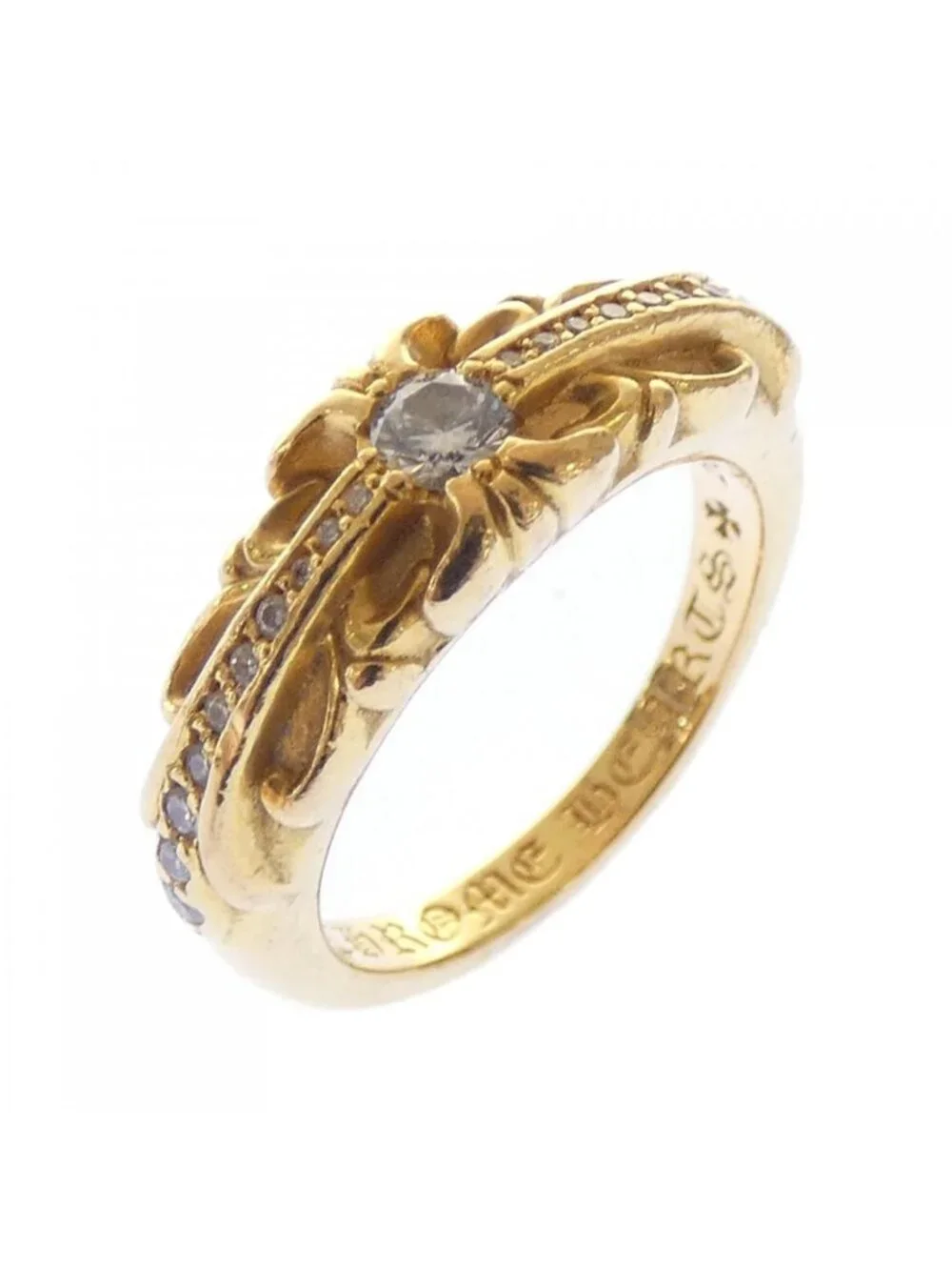 Chrome Hearts Baby Classic Floral Cross Dmnd Pave Ring